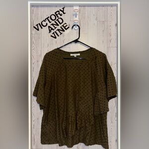 Olive Polka Dot Blouse